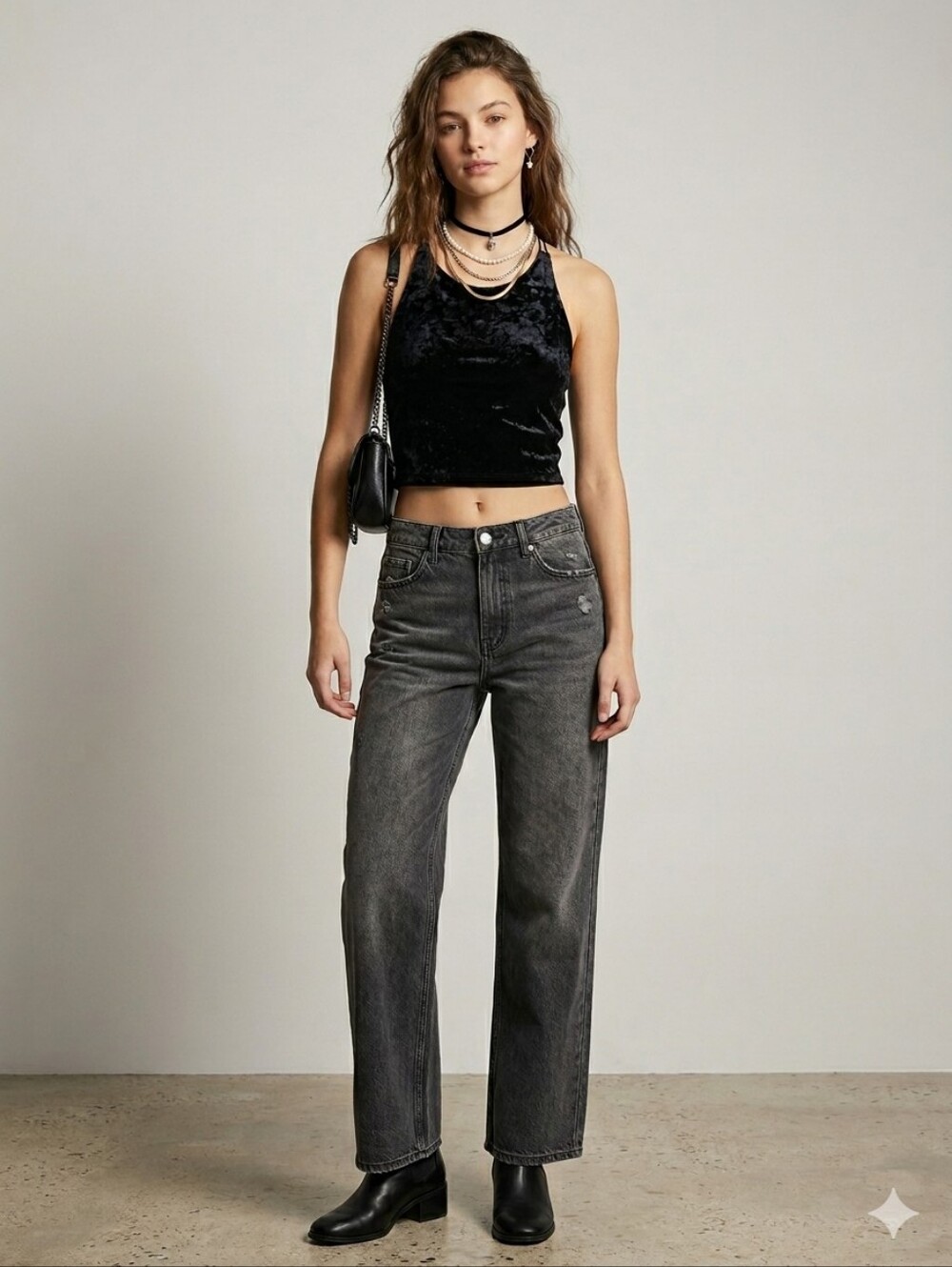 Plenty Monk & Lou Black Velvet Sleeveless Top Strappy Back Cropped